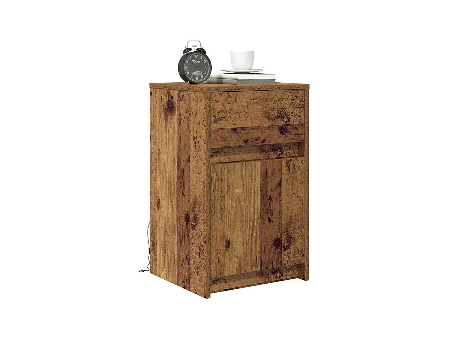 Mesita de Noche | Armario de Noche LED 2 uds. Madera vieja 38x34x61 cm