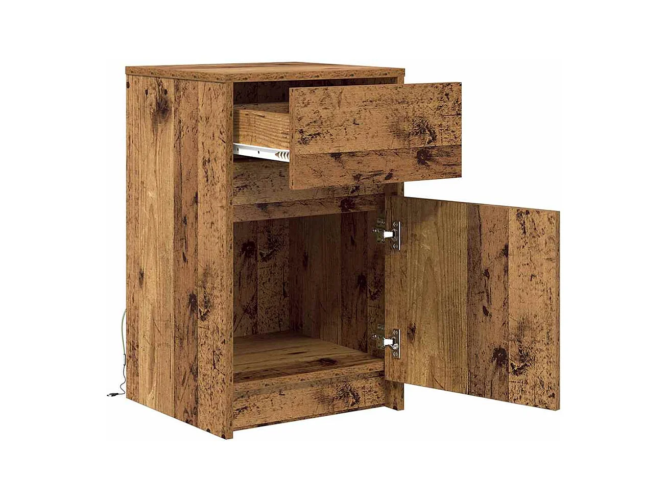 Mesita de Noche | Armario de Noche LED 2 uds. Madera vieja 38x34x61 cm