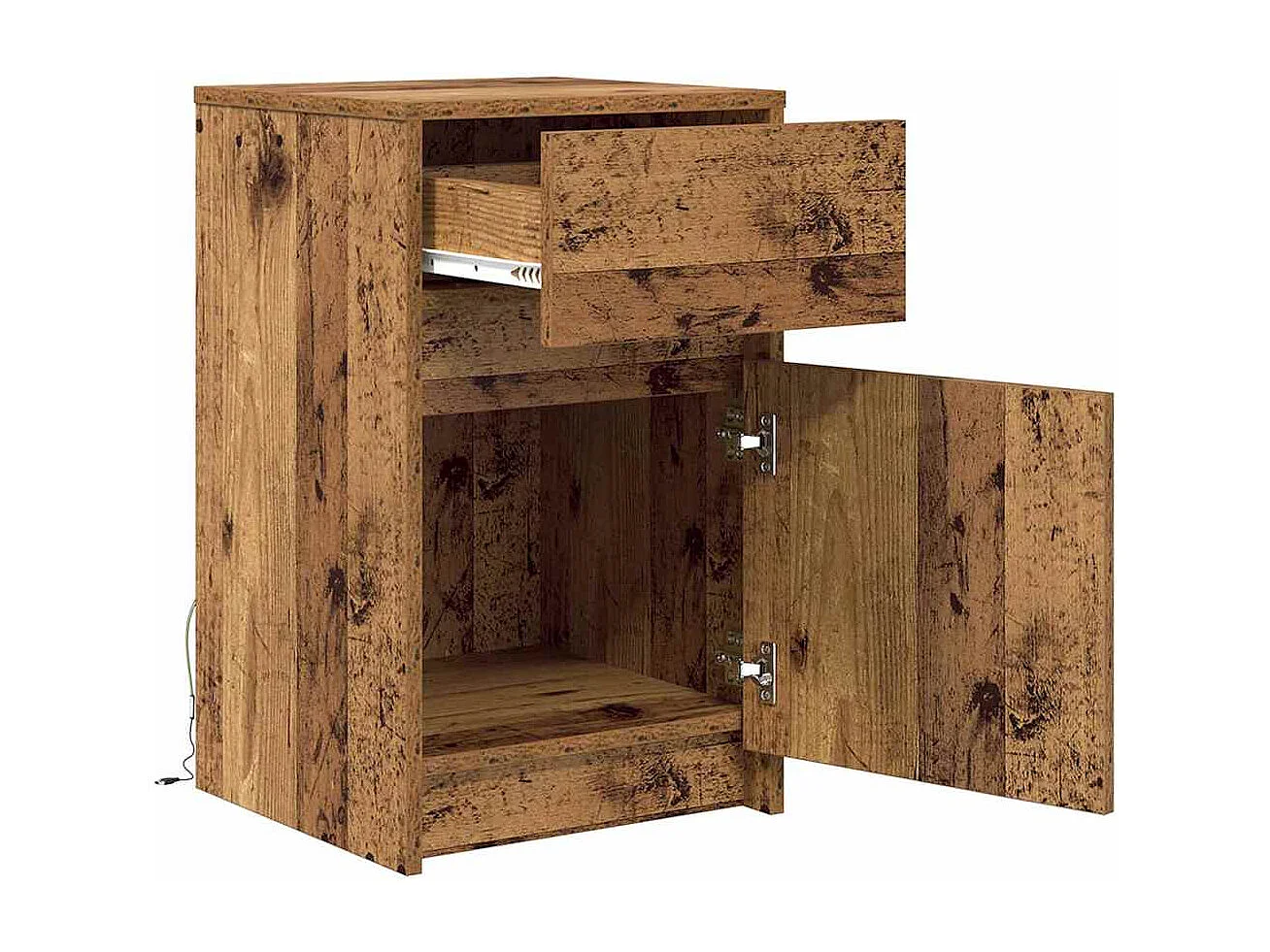 Mesita de Noche | Armario de Noche LED 2 uds. Madera vieja 38x34x61 cm