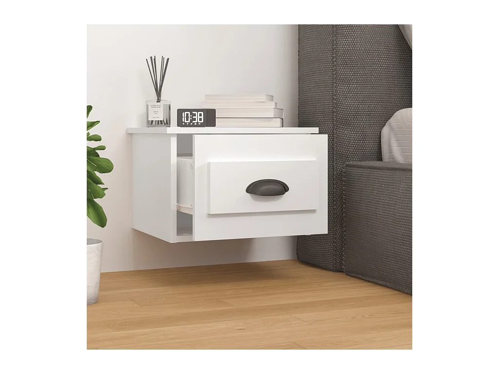 Mesitas de noche | Mesilla de noche de pared 2 uds blanco brillante 41,5x36x28 cm