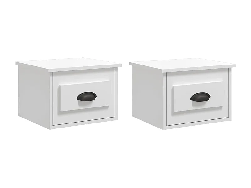 Lot de 2 Tables de chevet suspendue blanc brillant 41,5x36x28 cm