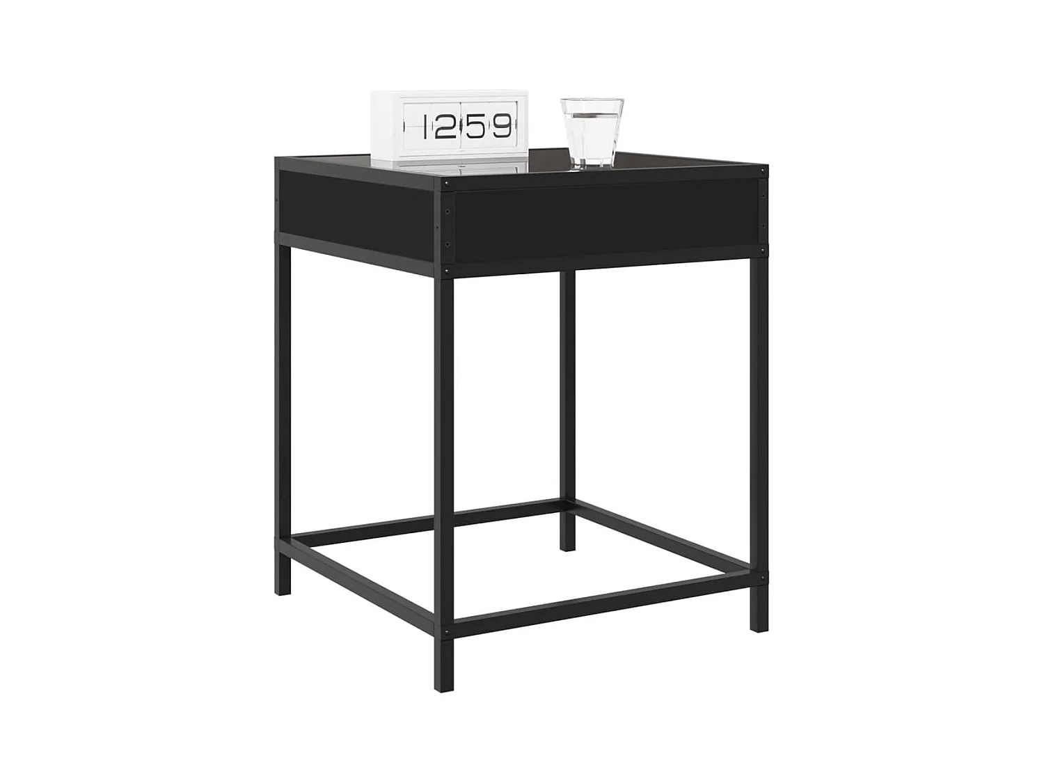 Mesita de noche | Mesilla de noche con Infinity LED negra 40x40x51 cm