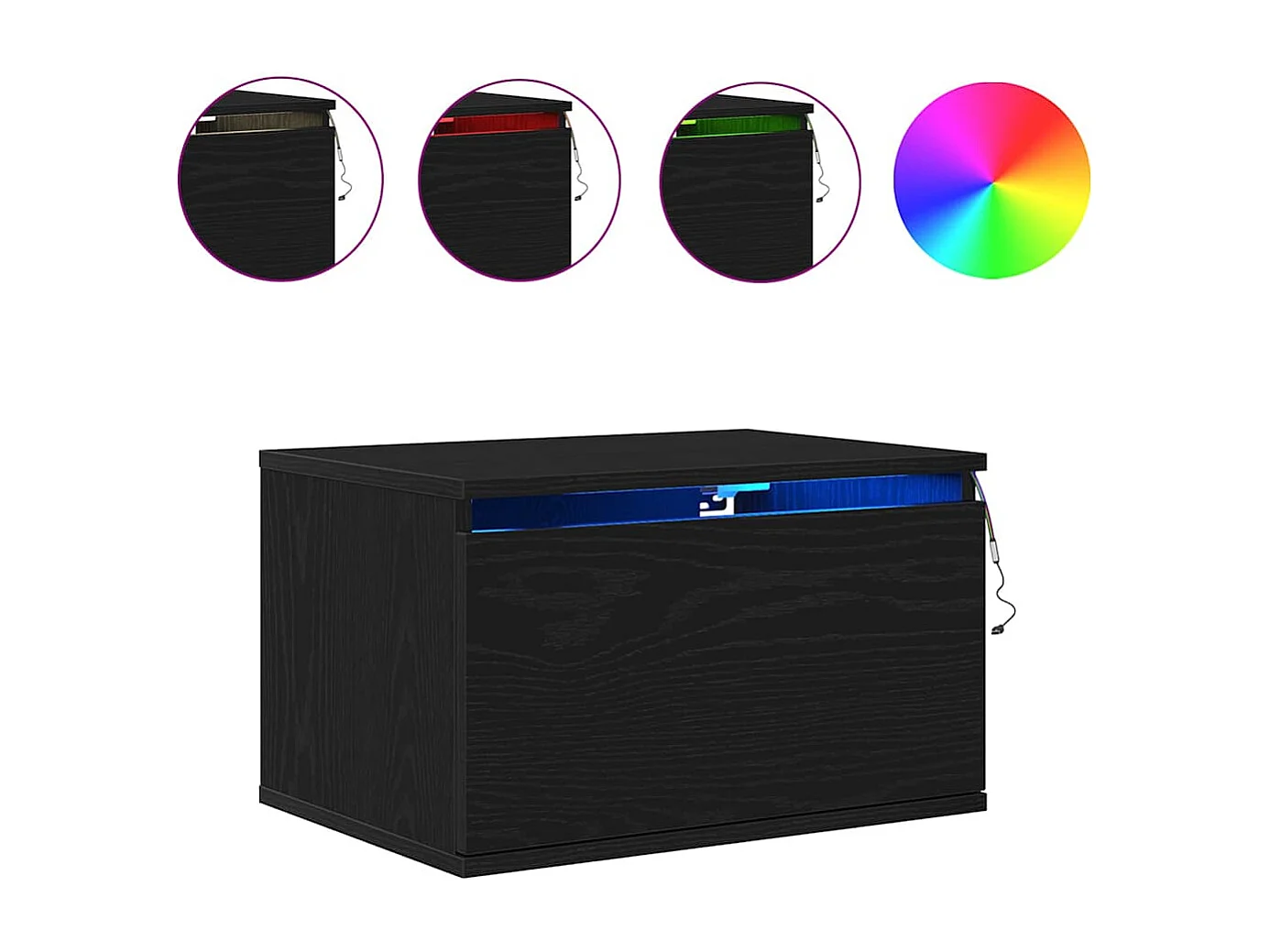 Lot de 2 Tables de chevet flottantes avec rangement Chêne noir 50x36x30 cm