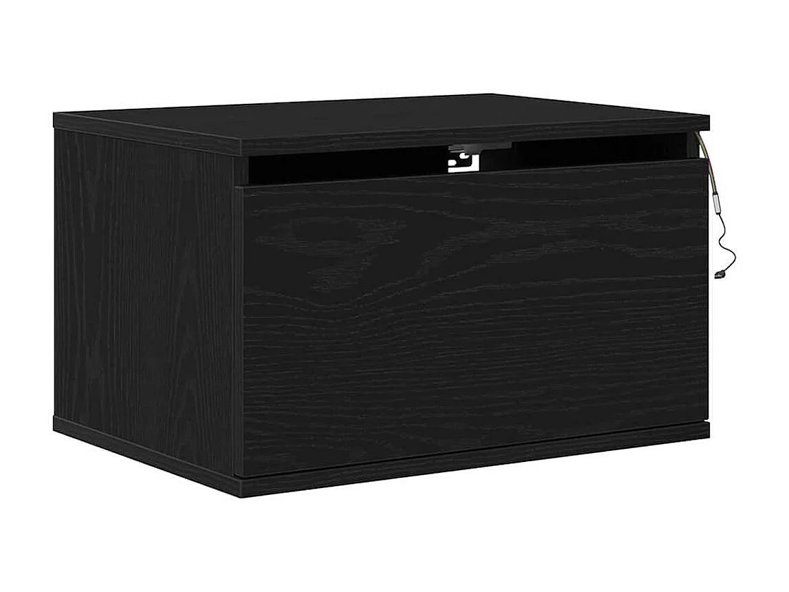 Lot de 2 Tables de chevet flottantes avec rangement Chêne noir 50x36x30 cm