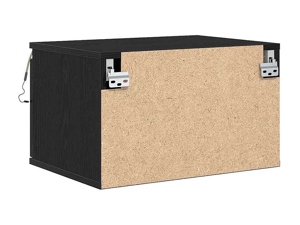 Nachtkastje | Wandkastje met 2 pcs Zwart eiken 50 x 36 x 30 cm Bewerkt hout