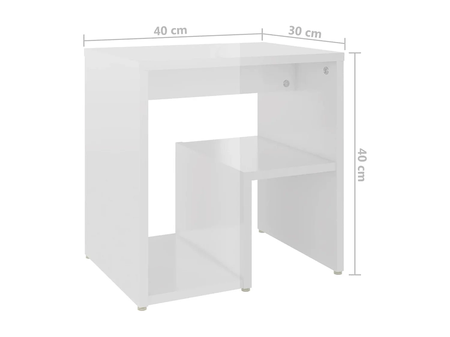 Mesita de noche | Mesilla de noche madera contrachapada blanco brillo 40x30x40 cm