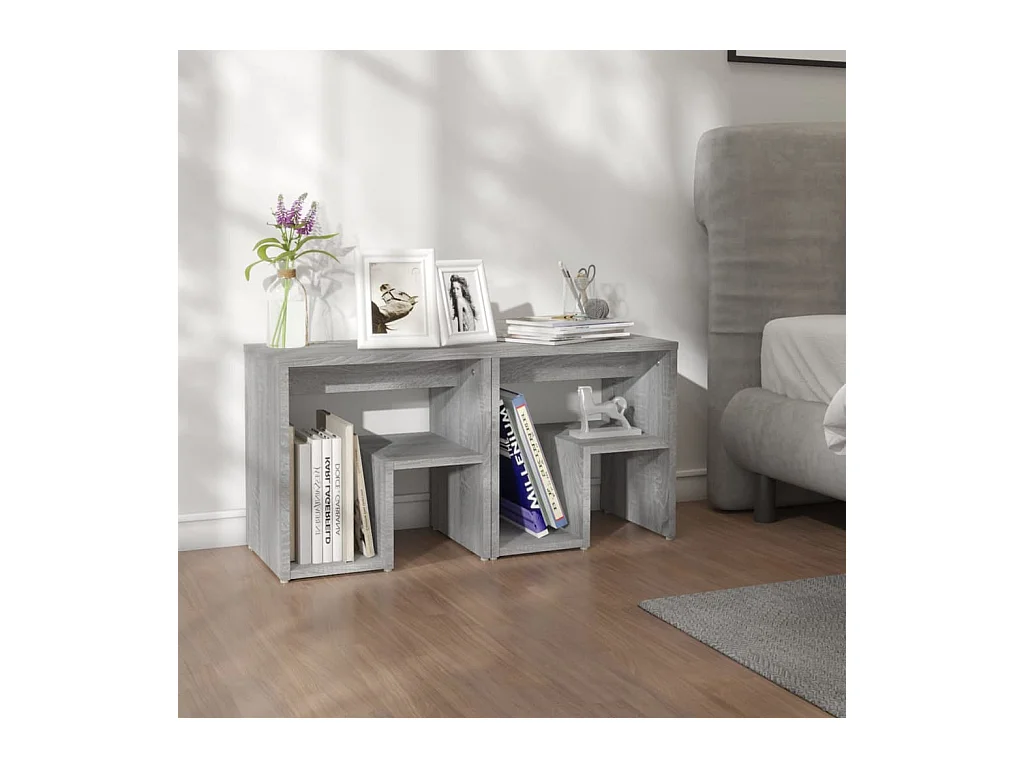 Mesitas de noche | Mesilla de noche 2 uds contrachapado gris Sonoma 40x30x40 cm