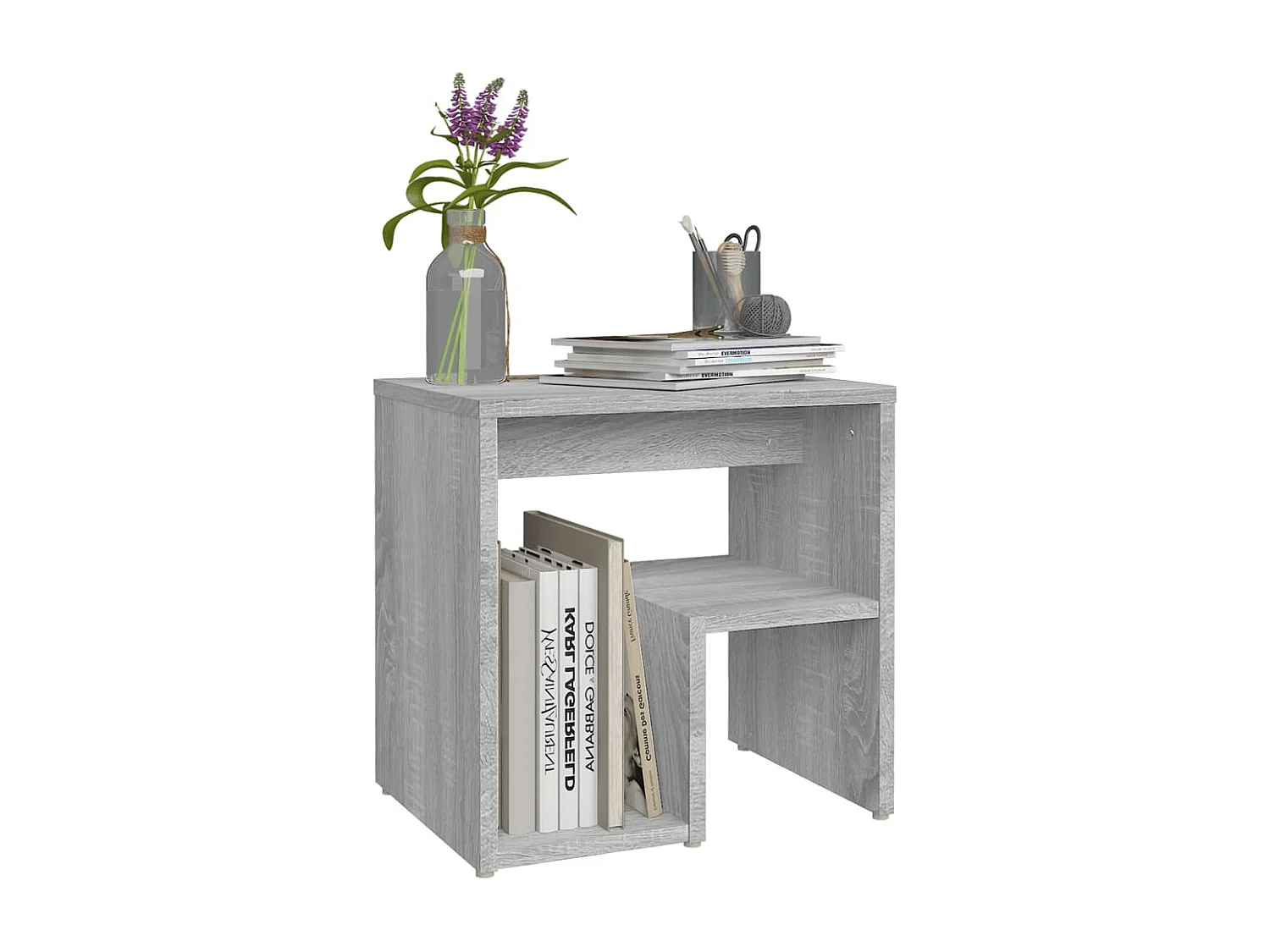 Nachttisch 2er Set-Beistelltisch-Nachttischkommode Grau Sonoma 40x30x40 cm Holzwerkstoff SHL38021