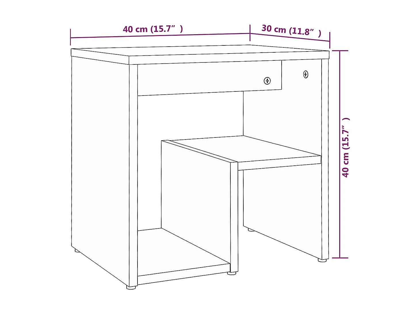 Nachttisch 2er Set-Beistelltisch-Nachttischkommode Grau Sonoma 40x30x40 cm Holzwerkstoff SHL38021