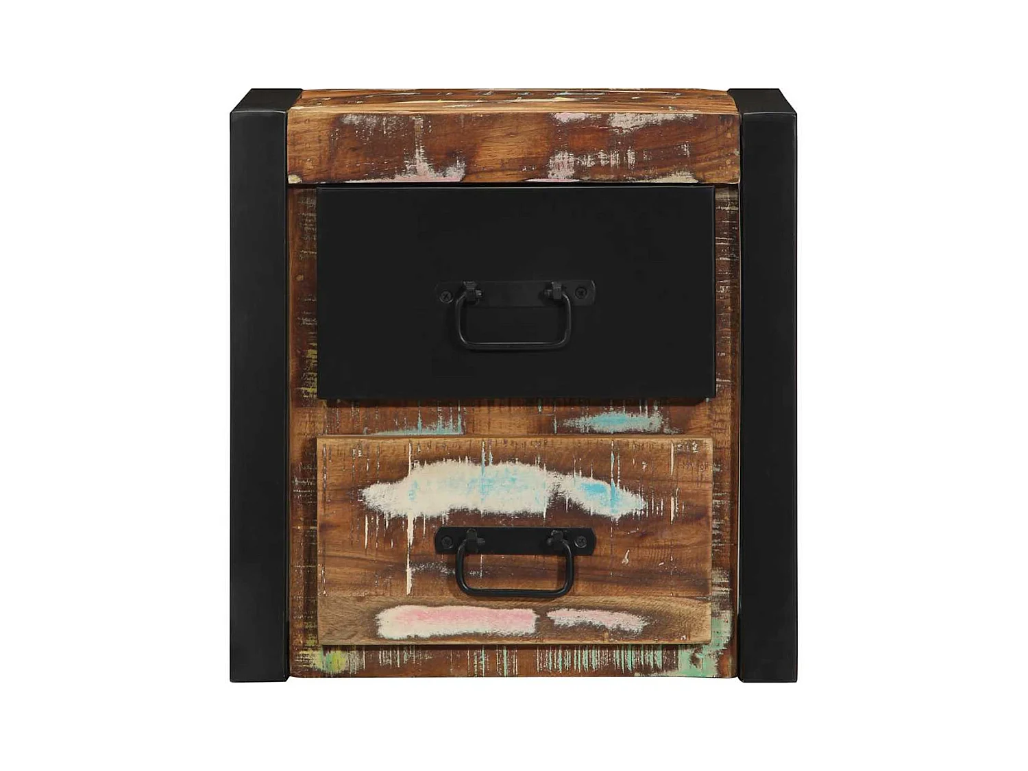 Mesilla de noche | Mesita de noche multicolor 40x35x40 cm madera maciza reciclada