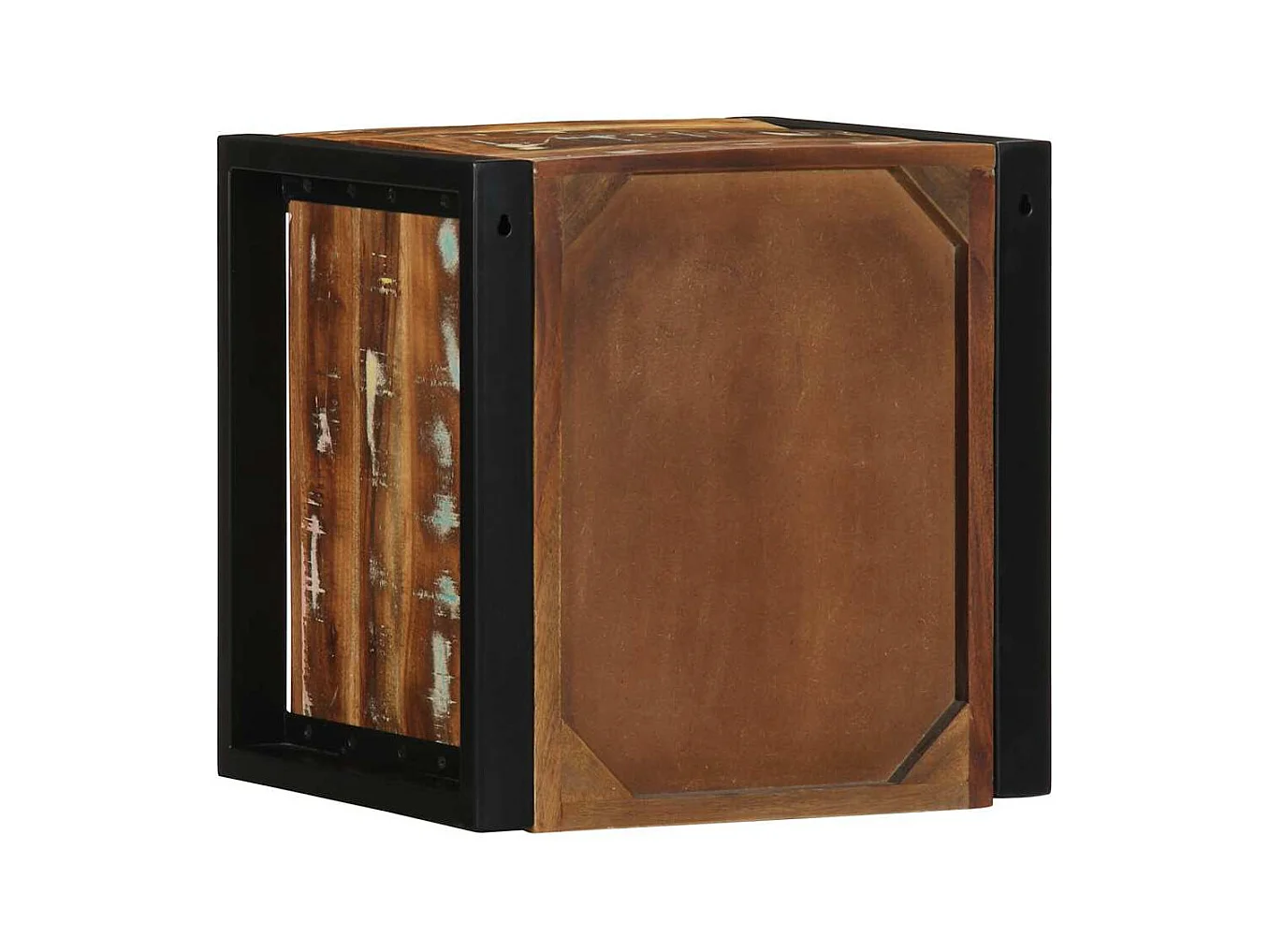 Mesilla de noche | Mesita de noche multicolor 40x35x40 cm madera maciza reciclada