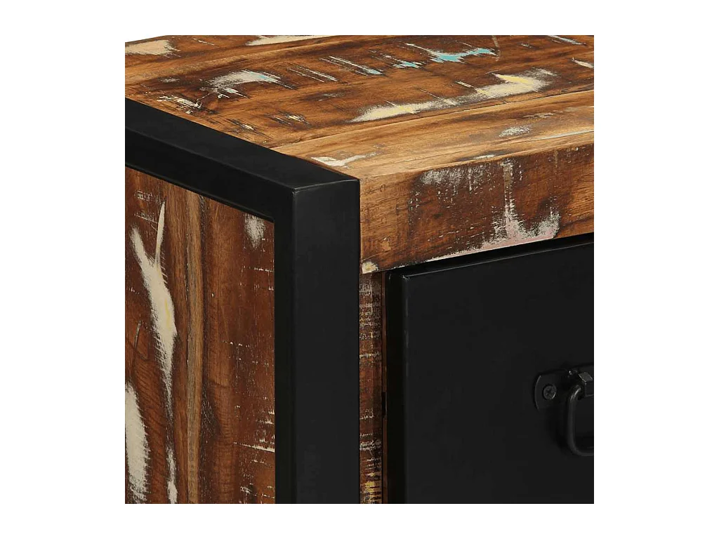 Mesilla de noche | Mesita de noche multicolor 40x35x40 cm madera maciza reciclada