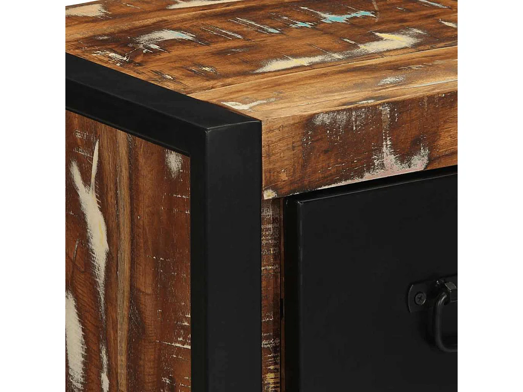 Mesilla de noche | Mesita de noche multicolor 40x35x40 cm madera maciza reciclada