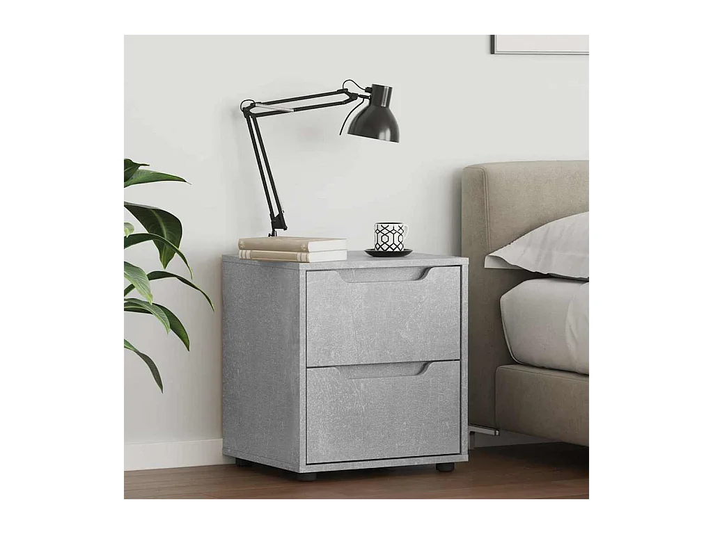 Table de chevet-Table d'appoint-Table de nuit VISNES gris béton 45x40x50 cm bois d'ingénierie