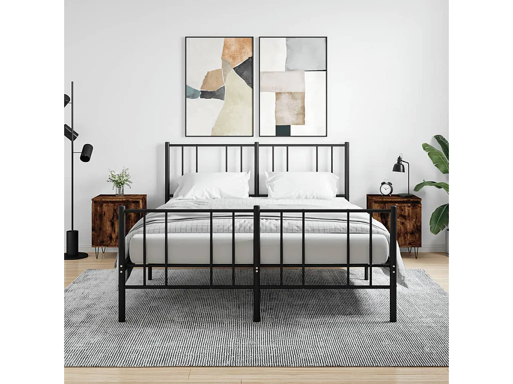 Nachttisch 2er Set-Beistelltisch-Nachttischkommode Räuchereiche 40x35x50 cm Holzwerkstoff SHL26126