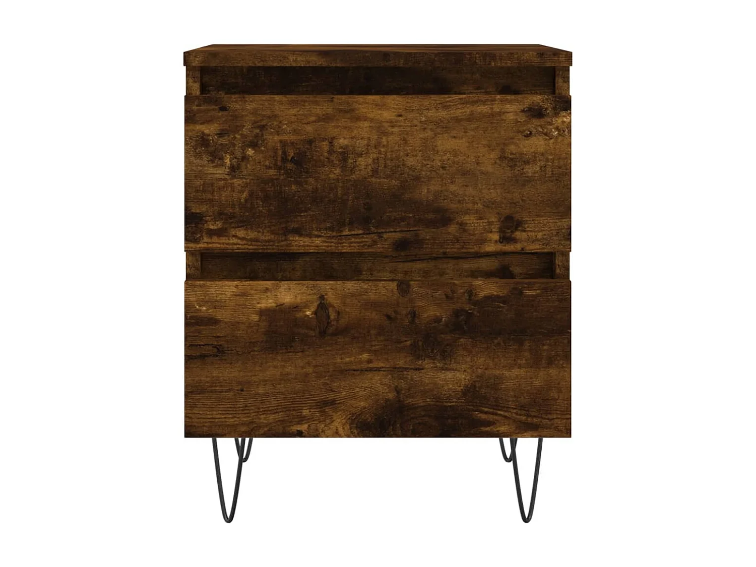 Nachttisch 2er Set-Beistelltisch-Nachttischkommode Räuchereiche 40x35x50 cm Holzwerkstoff SHL26126