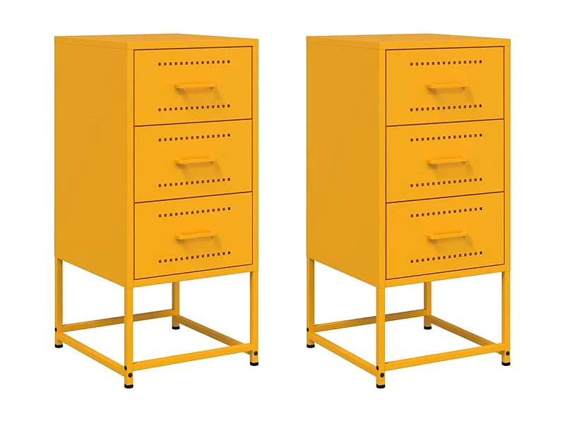 Tables de chevet lot de 2 avec rangement jaune moutarde 36x39x78 cm acier