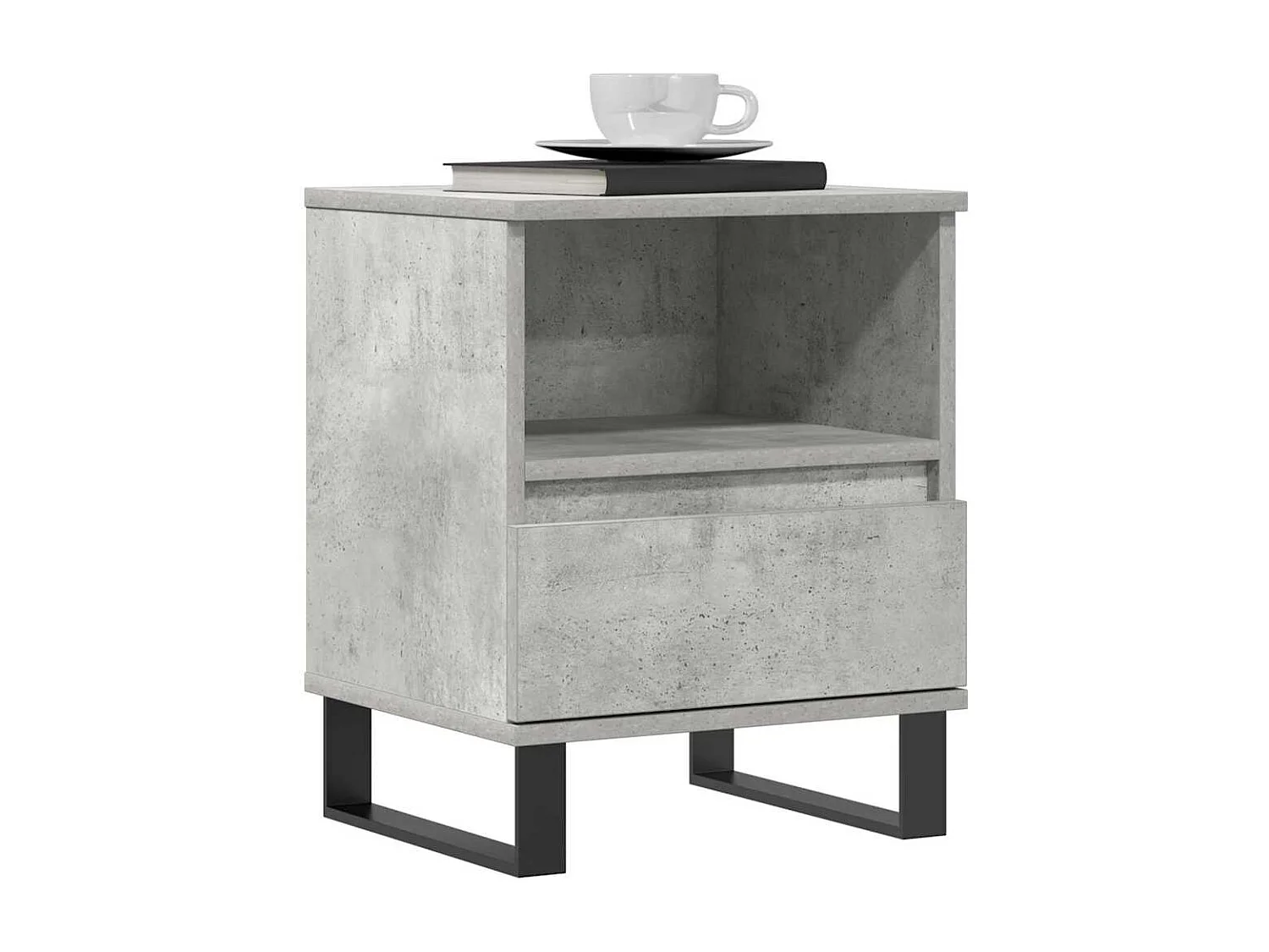 Mesita de noche | Mesilla de noche madera de ingeniería gris hormigón 40x35x50 cm