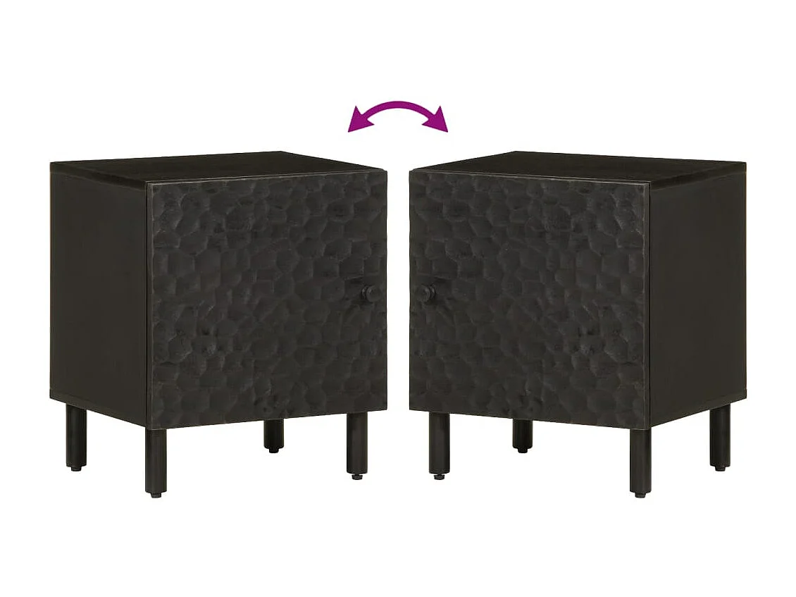 Mesitas de noche | Mesilla de noche 2 uds madera maciza de mango negro 40x33x46 cm