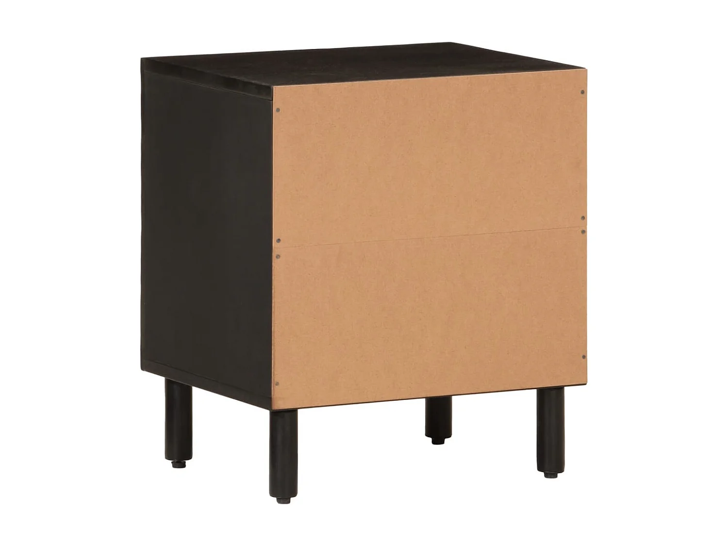 Nachttisch 2er Set-Beistelltisch Schwarz 40x33x46 cm Massivholz Mango SHL85778