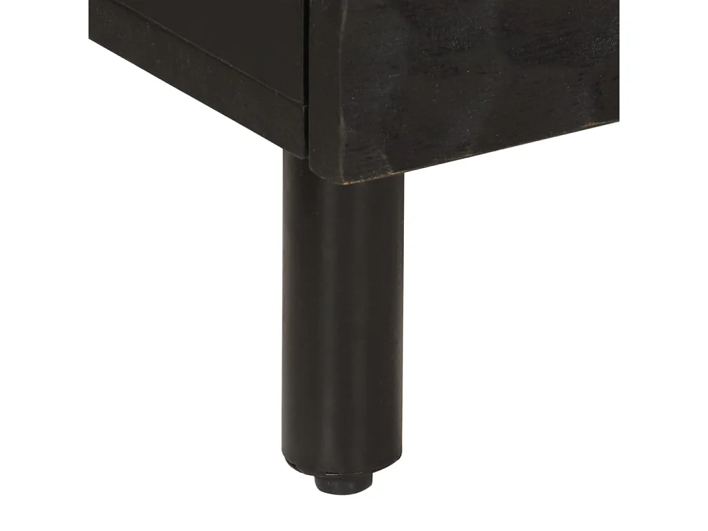 Nachttisch 2er Set-Beistelltisch Schwarz 40x33x46 cm Massivholz Mango SHL85778