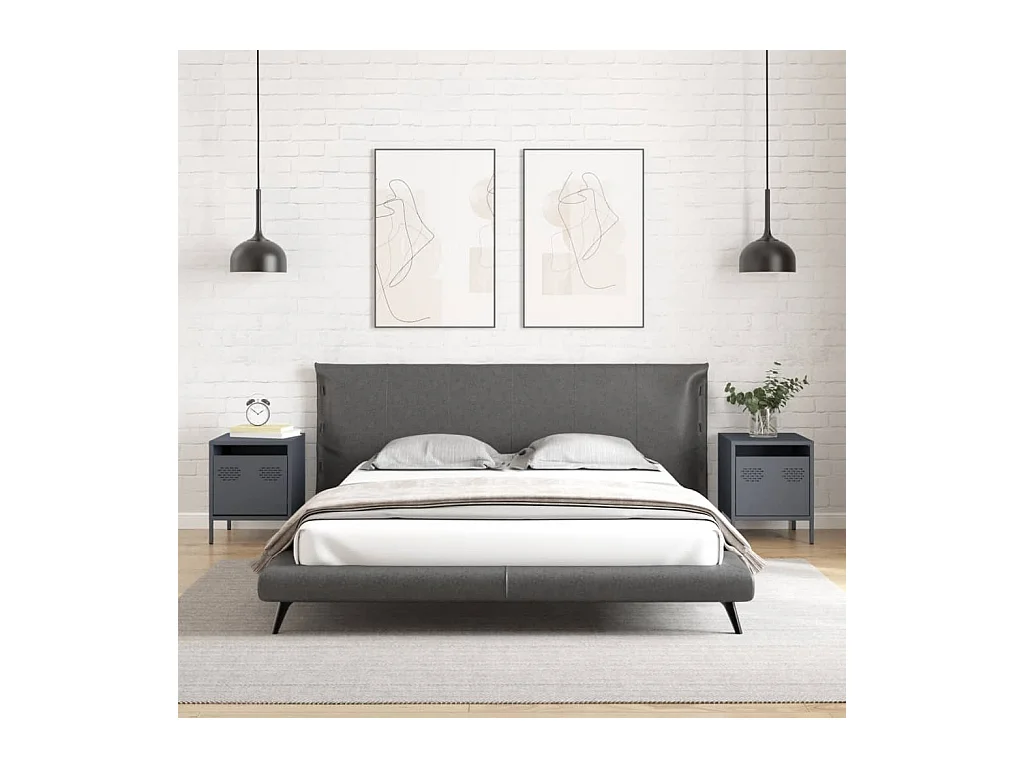 Tables de chevet Lot de 2 avec rangement anthracite 35x39x43,5 cm acier