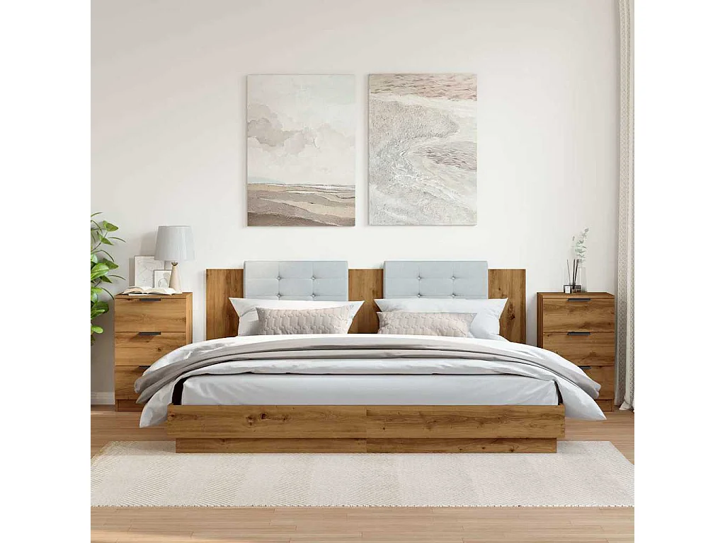 Nachttisch 2er Set-Beistelltisch Artisan-Eiche 40x36x65 cm Holzwerkstoff SHL56631