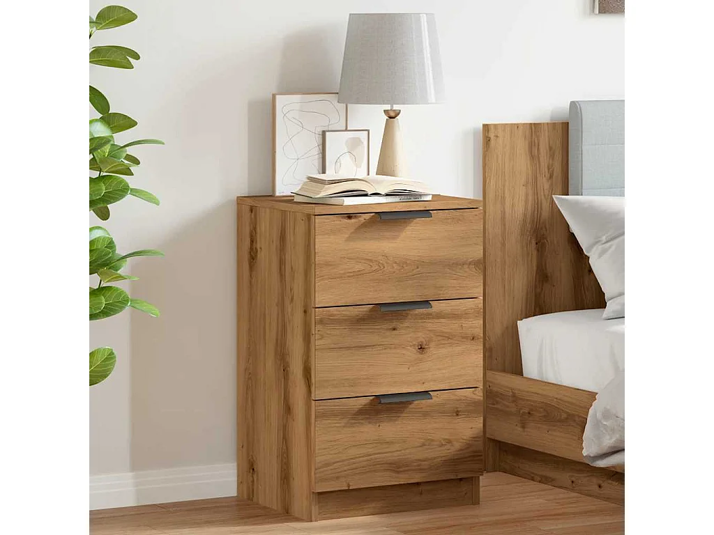 Nachttisch 2er Set-Beistelltisch Artisan-Eiche 40x36x65 cm Holzwerkstoff SHL56631