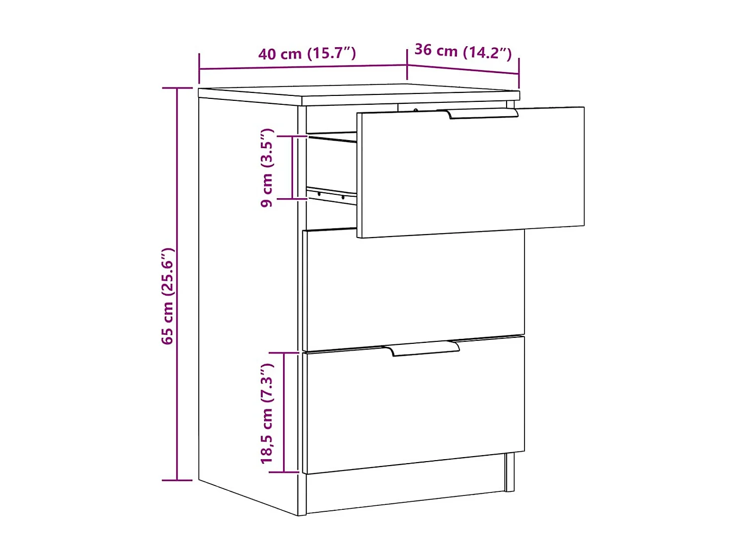 Nachttisch 2er Set-Beistelltisch Artisan-Eiche 40x36x65 cm Holzwerkstoff SHL56631
