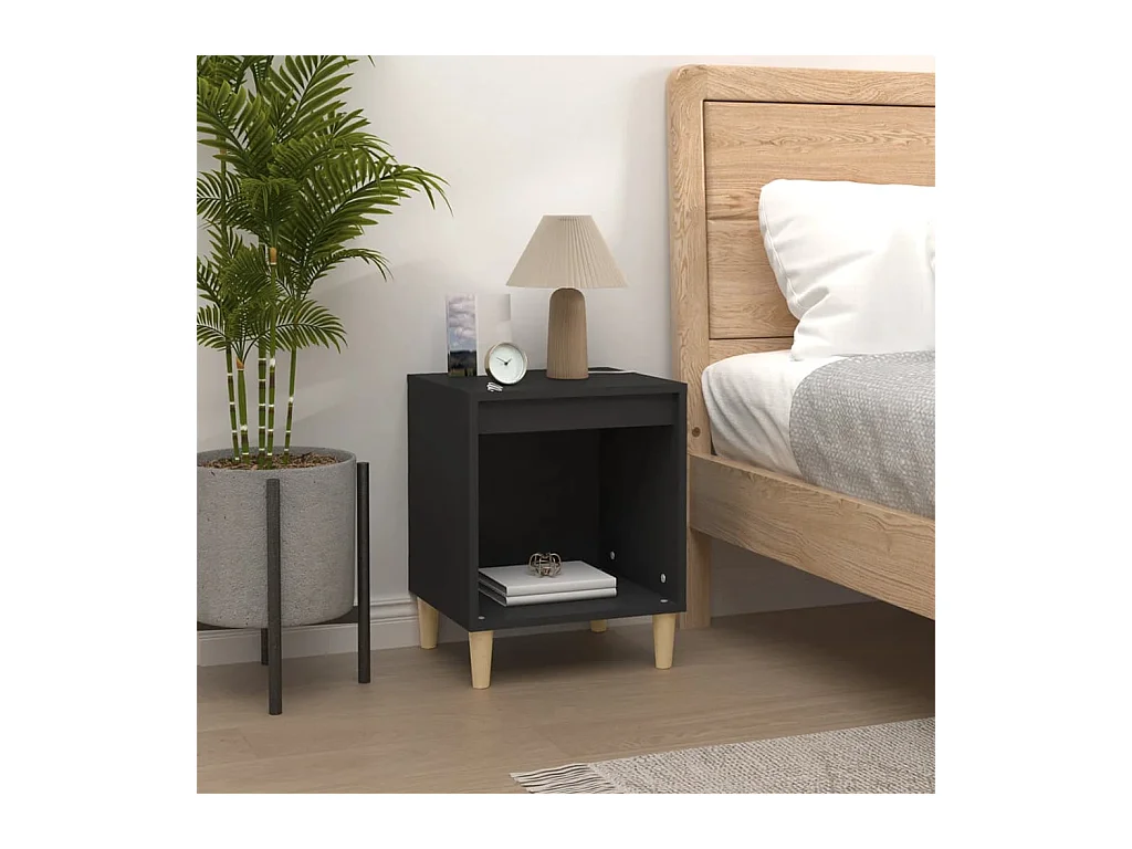 Tables de chevet lot de 2 avec compartiments ouverts Noir 40x35x50 cm