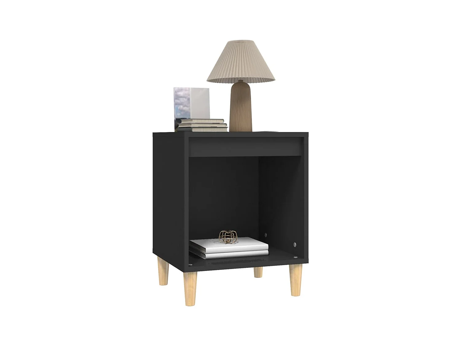 Tables de chevet lot de 2 avec compartiments ouverts Noir 40x35x50 cm