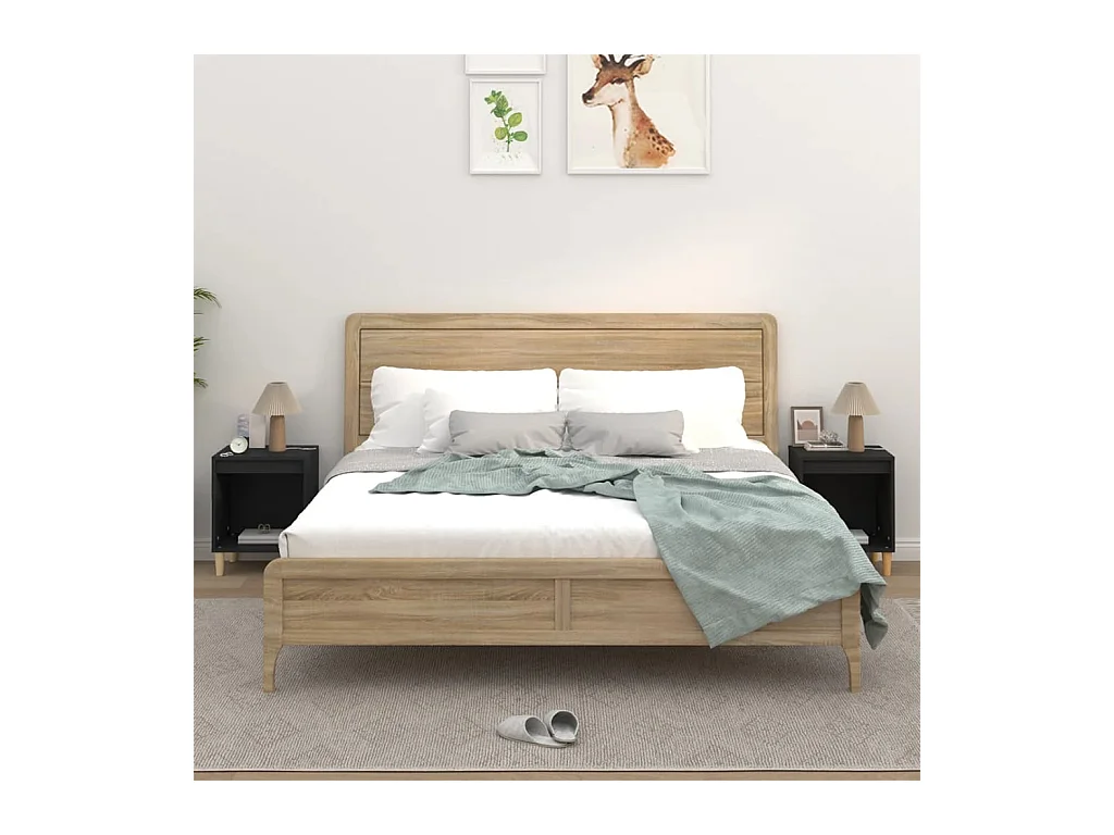 Mesitas de noche | Mesilla de noche 2 unidades negro 40x35x50 cm