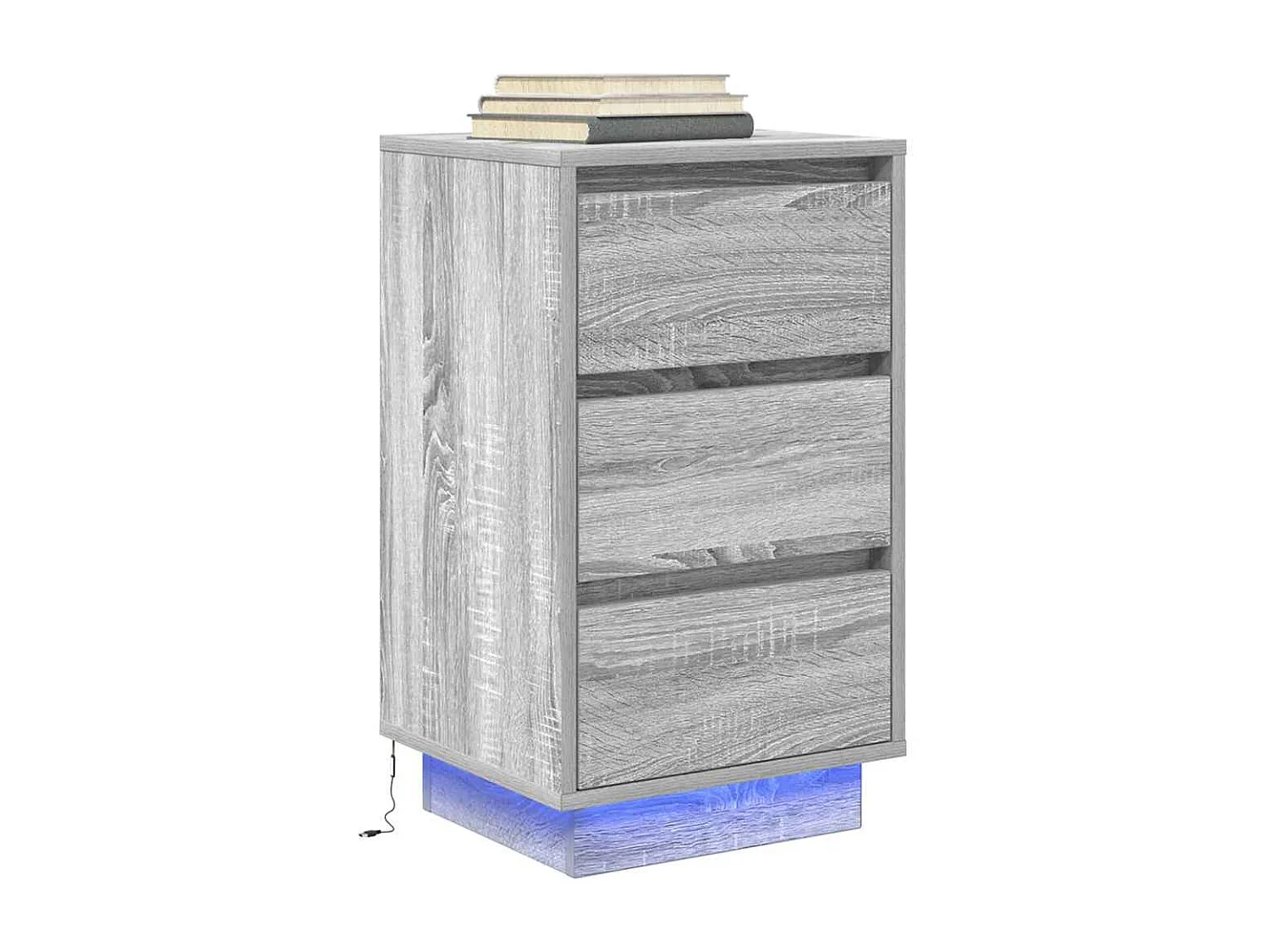 Table de chevet Étroite-Table d'appoint avec Éclairage LED sonoma gris 38x34x65 cm