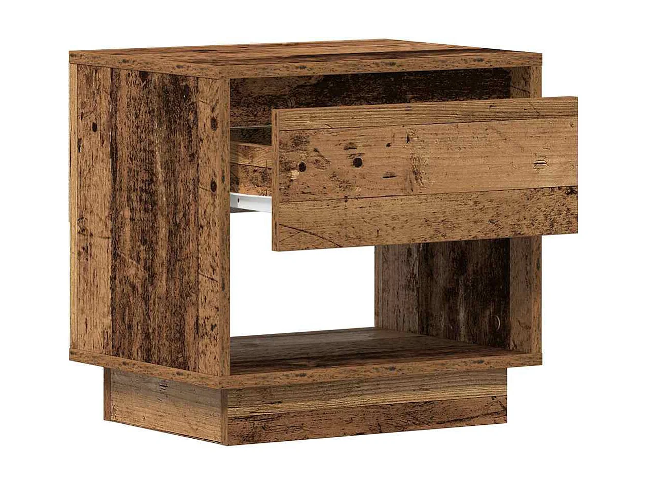 Mesita de noche | Mesilla de noche con cajón 2 uds. Madera vieja 45x34x44 cm