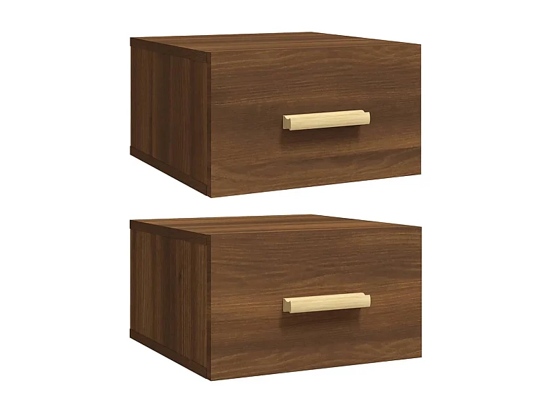Mesitas de noche | Mesilla de noche de pared 2 uds color roble marrón 35x35x20 cm