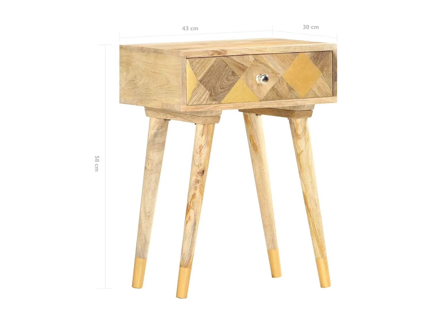 Nachttisch-Beistelltisch 43x30x58 cm Massivholz Mango SHL40399