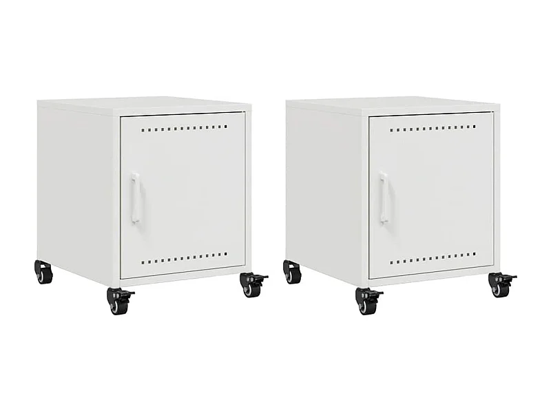 Tables de chevet lot de 2 avec tiroirs blanc 36x39x43,5 cm acier