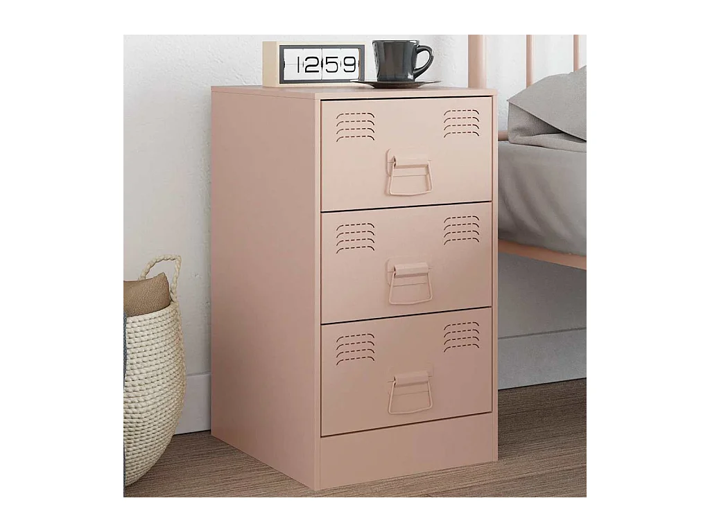 Mesita de noche | Mesilla de noche acero rosa 34,5x39x62 cm