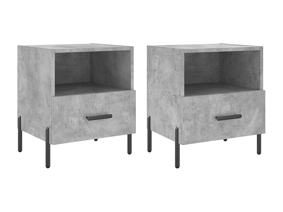 Mesita de noche | Mesilla de noche 2 uds. madera ingeniería gris hormigón 40x35x47,5cm