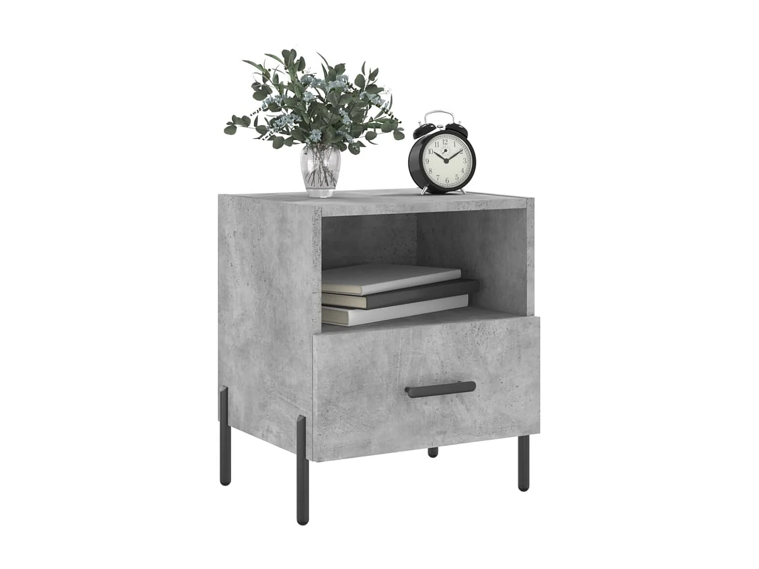 Nachttisch 2er Set-Beistelltisch-Nachttischkommode Betongrau 40x35x47,5 cm Holzwerkstoff SHL32790