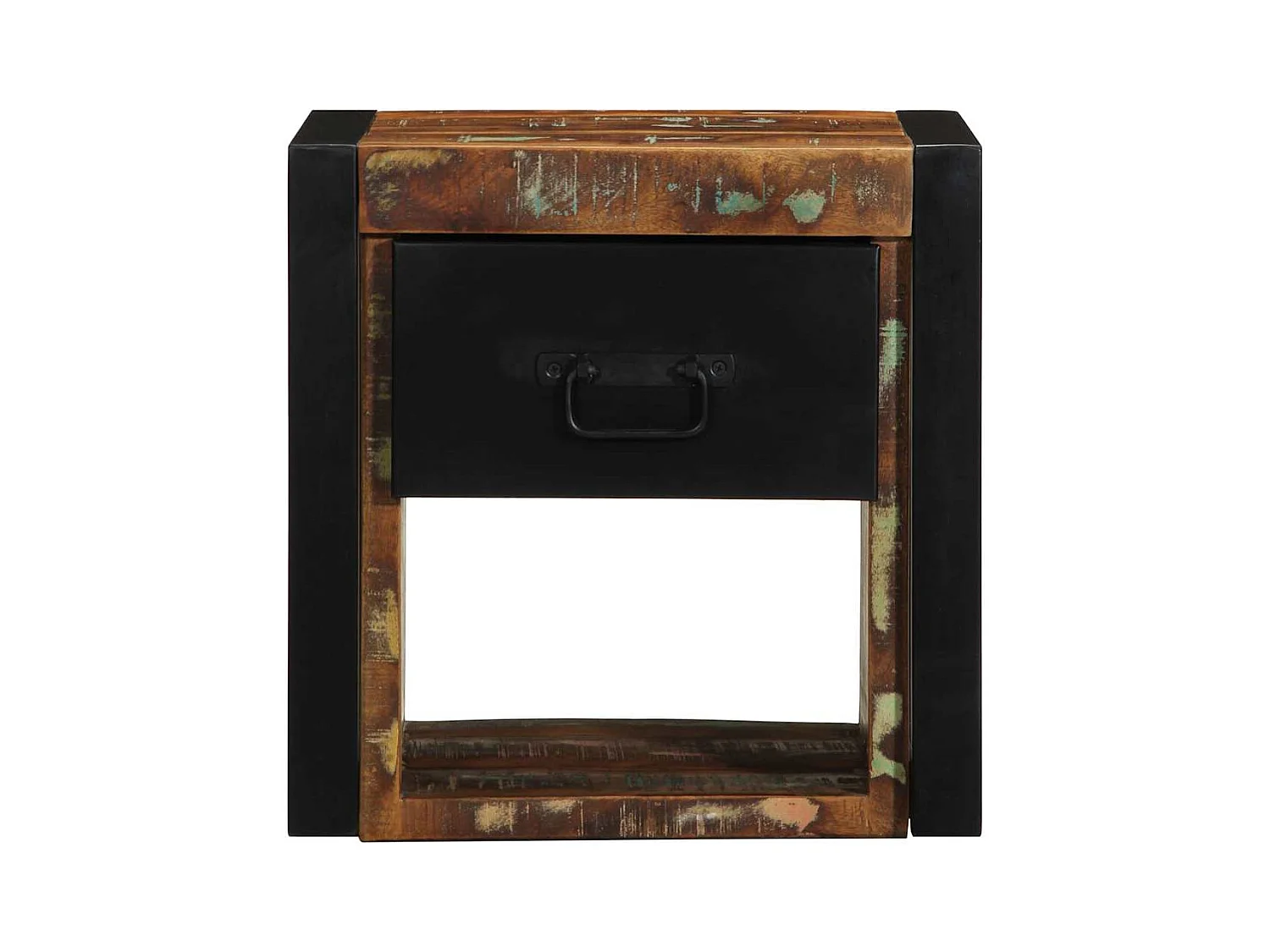 Mesilla de noche | Mesita de noche multicolor 40x35x40 cm madera maciza reciclada