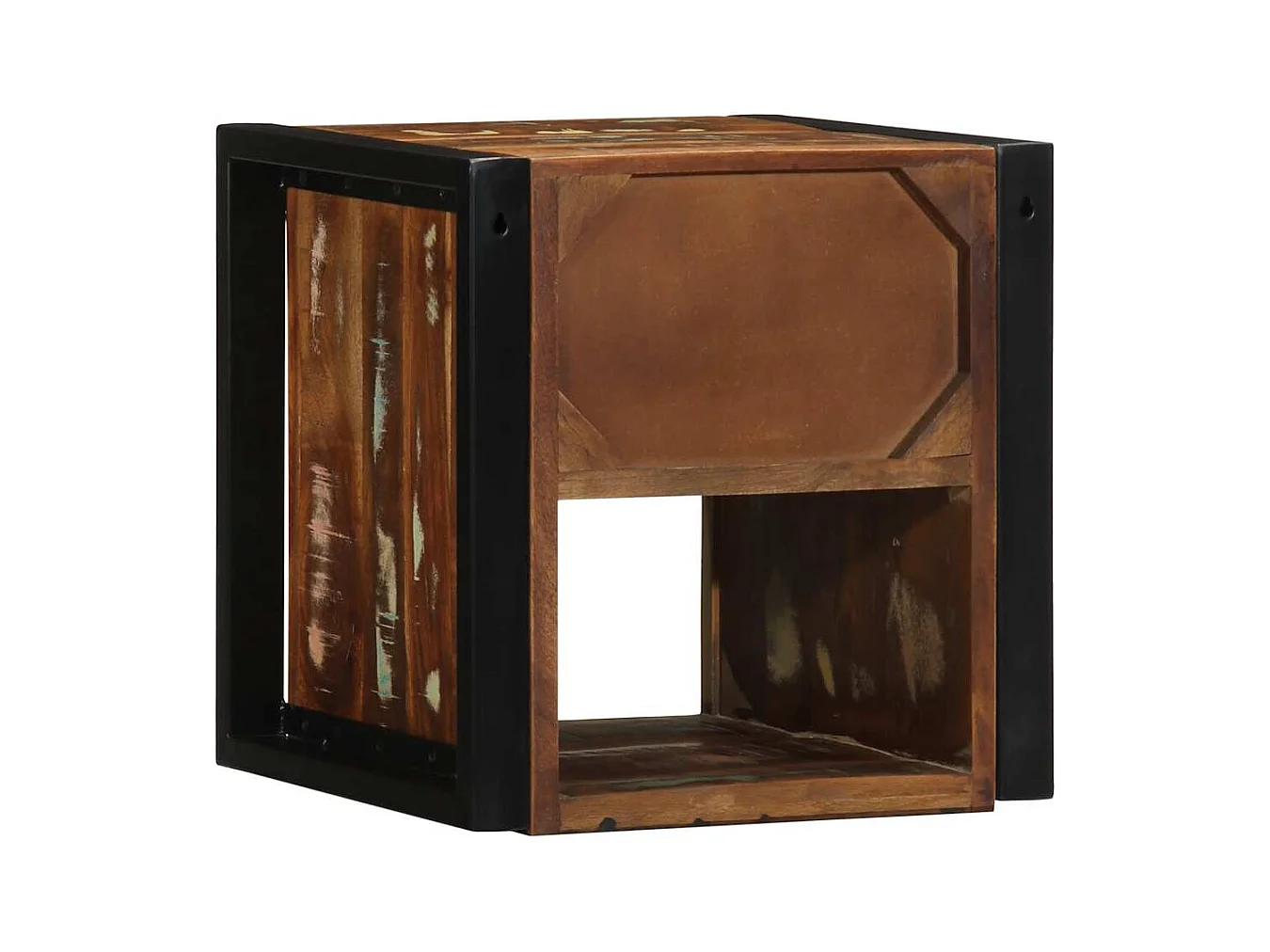 Mesilla de noche | Mesita de noche multicolor 40x35x40 cm madera maciza reciclada