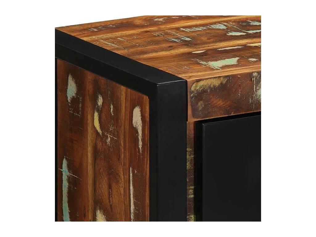 Mesilla de noche | Mesita de noche multicolor 40x35x40 cm madera maciza reciclada