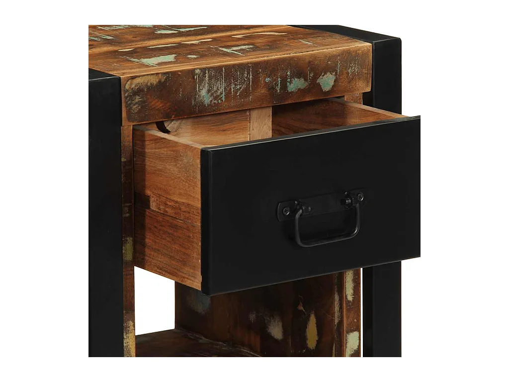 Mesilla de noche | Mesita de noche multicolor 40x35x40 cm madera maciza reciclada