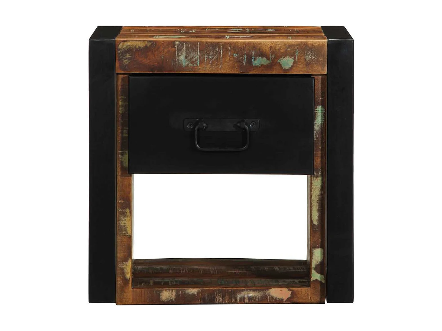 Nachttisch 2er Set-Beistelltisch-Nachttischkommode Mehrfarbig 40x35x40 cm Altholz Massivholz SHL47879