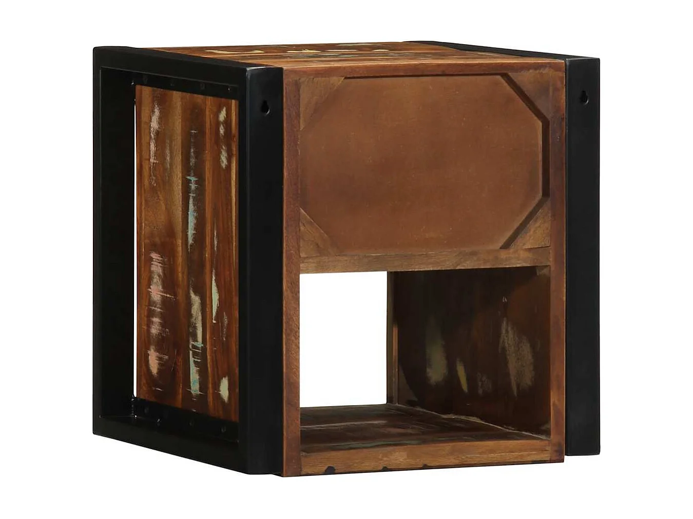 Nachttisch 2er Set-Beistelltisch-Nachttischkommode Mehrfarbig 40x35x40 cm Altholz Massivholz SHL47879