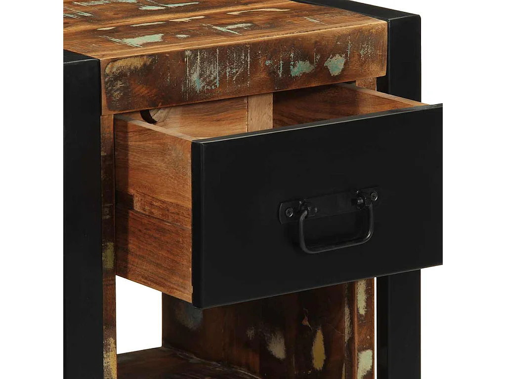 Nachttisch 2er Set-Beistelltisch-Nachttischkommode Mehrfarbig 40x35x40 cm Altholz Massivholz SHL47879