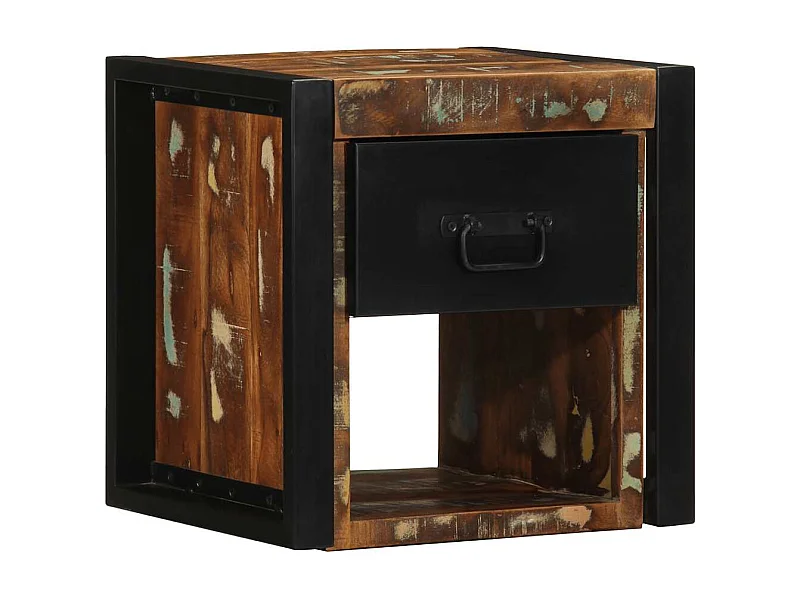 Lot de 2 Tables de chevet-Tables d'appoint multicolore 40x35x40cm bois récupération