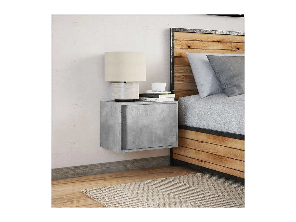Mesita de noche | Mesilla de noche de pared con luces LED gris hormigón