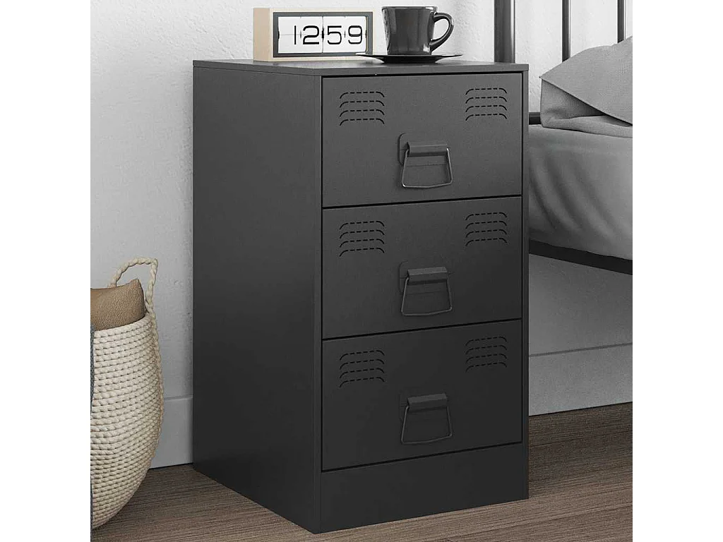 Nachttisch-Beistelltisch-Nachtschrank Schwarz 34,5x39x62 cm Stahl SHL63974